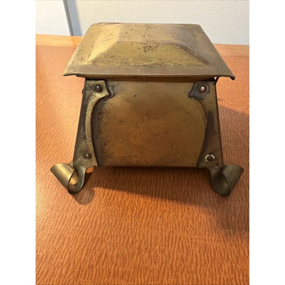 Antique Brass Inkwell Arts & Crafts Era‎ 1905 Soft Patina
